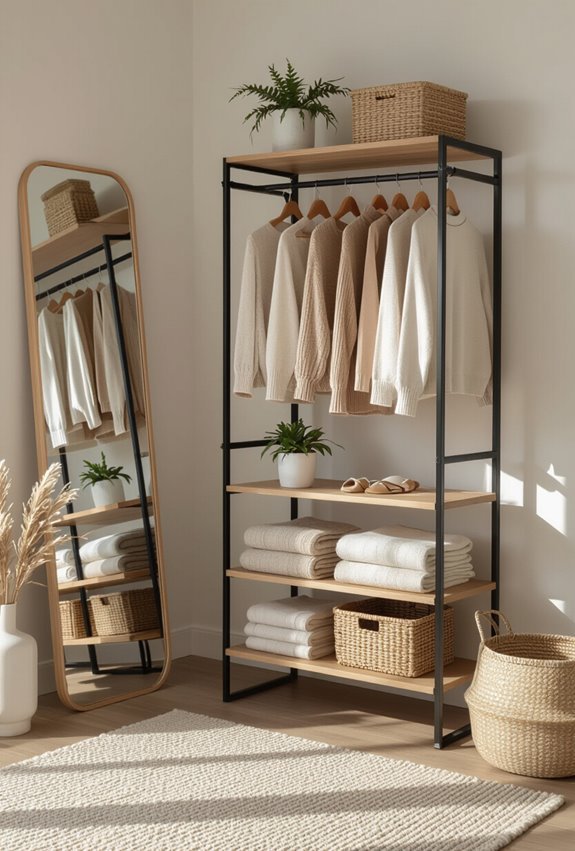 industrial open shelving wardrobe