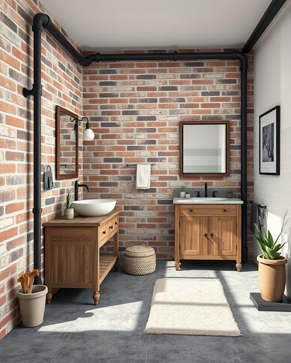 industrial pipe bathroom accents