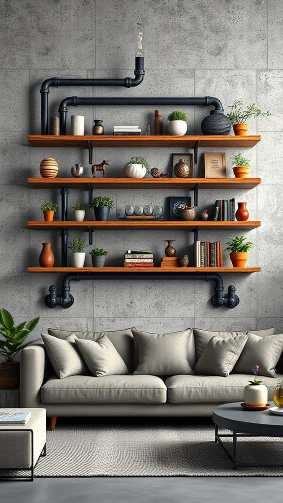 industrial pipe shelving ideas