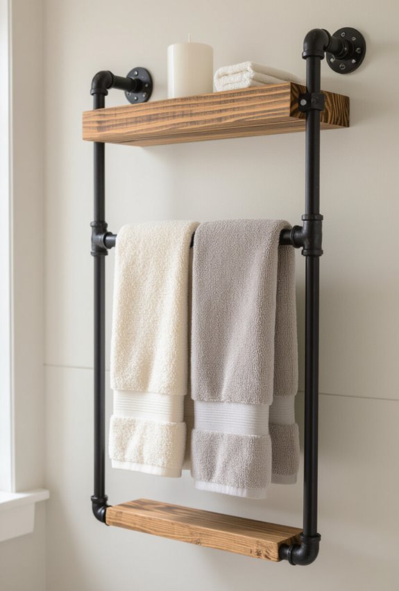 industrial reclaimed wood towel rack