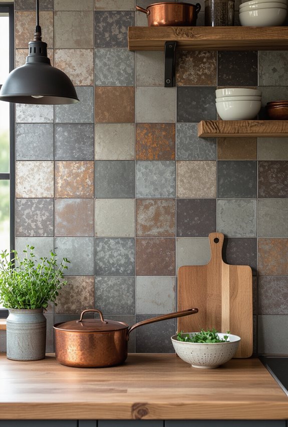 industrial riveted distressed metal tiles