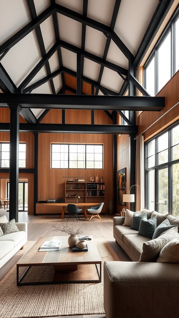 industrial warm oak beams