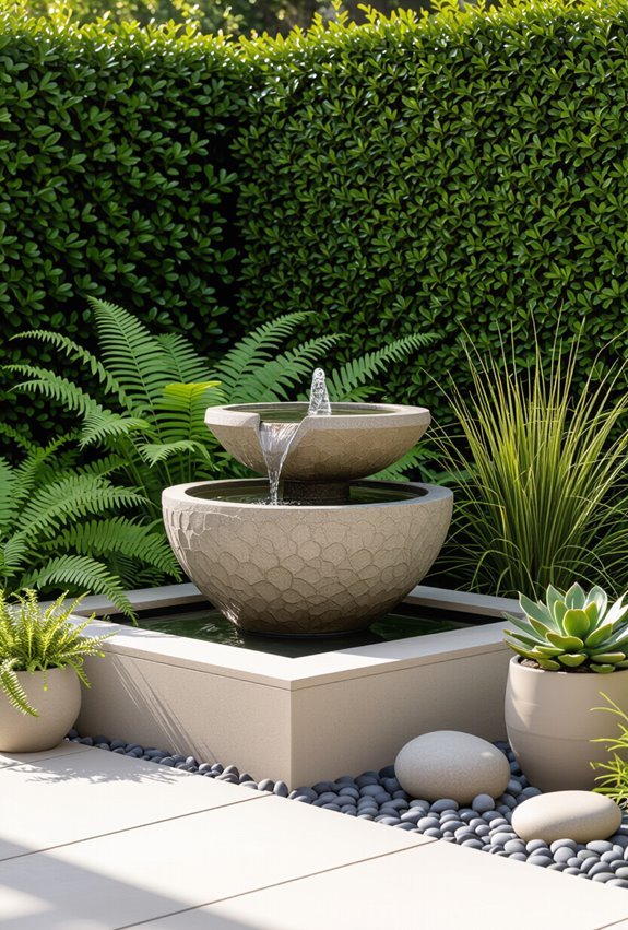 install soothing garden fountain