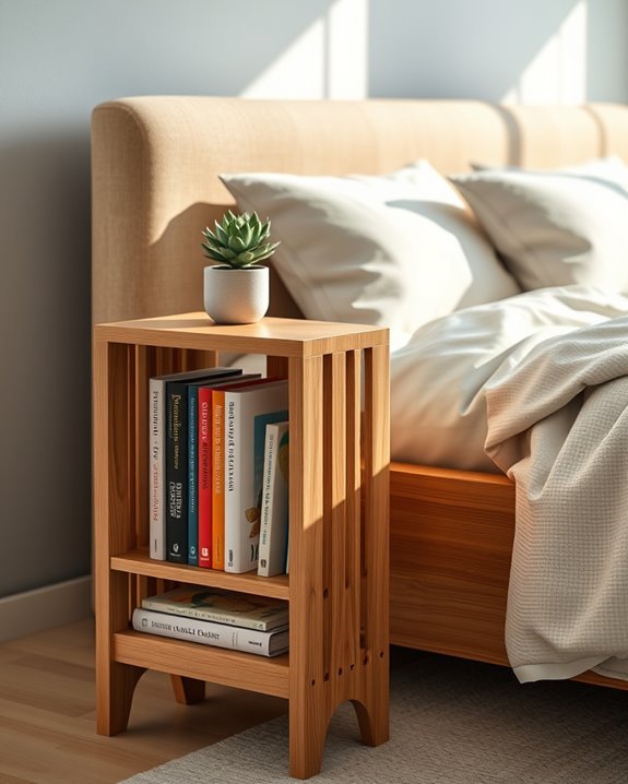 integrated bookshelf bedside table