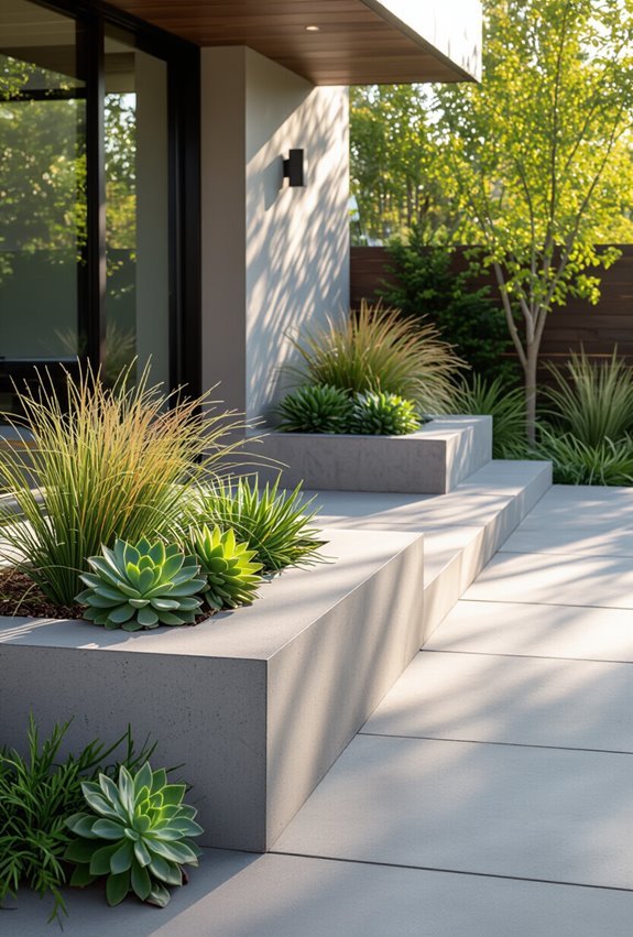 integrated concrete patio planters