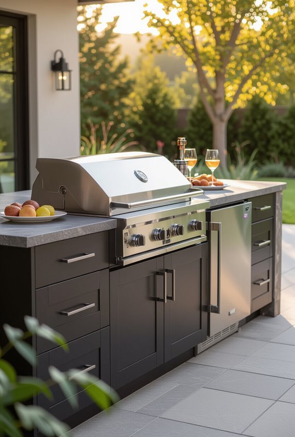 integrated grill and fridge island