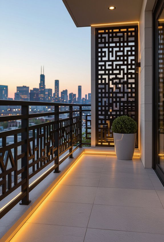integrated illuminated balcony grill