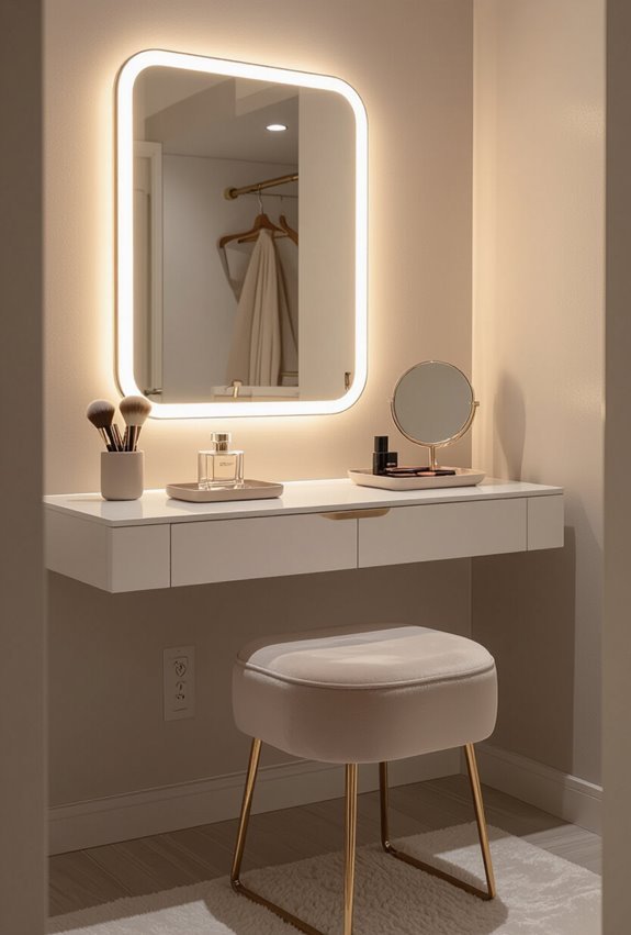 integrated led lit adjustable vanity