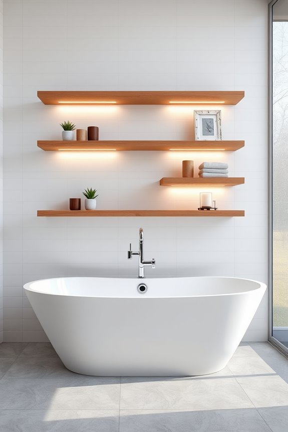 integrated lighting floating shelves