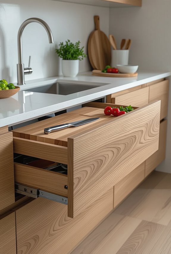 integrated slide out cutting boards