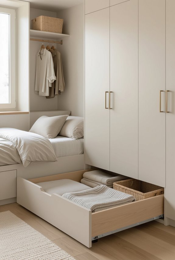integrated under bed storage drawers