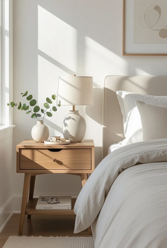 intentional layered nightstand styling