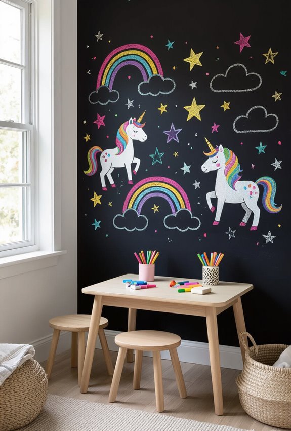 interactive customizable unicorn chalkboard