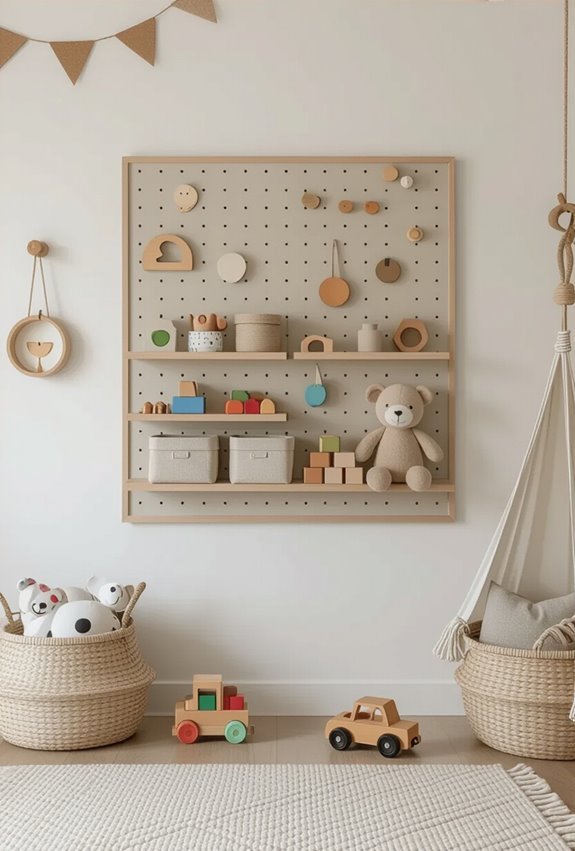 interactive pegboard toy storage