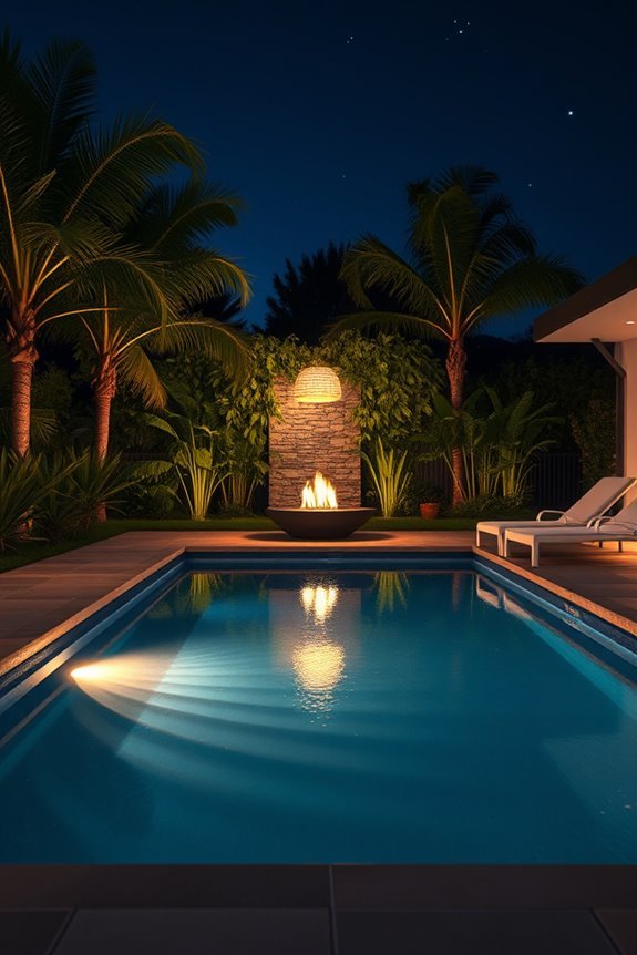 intimate nighttime pool ambiance