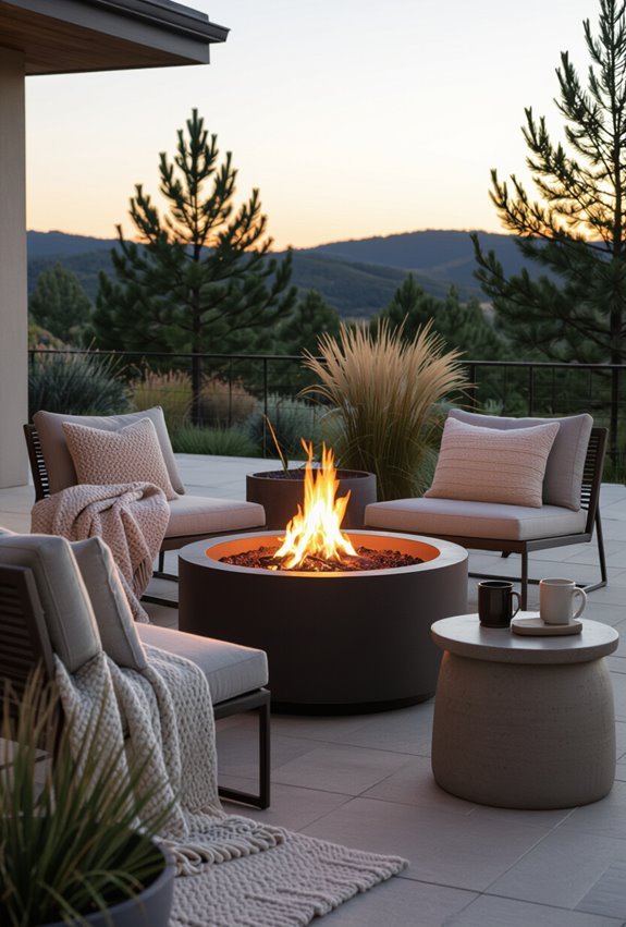 intimate rustic firepit seating