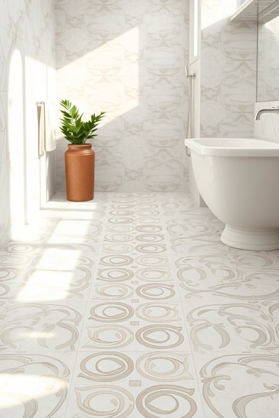 intricate arabesque bathroom tiles