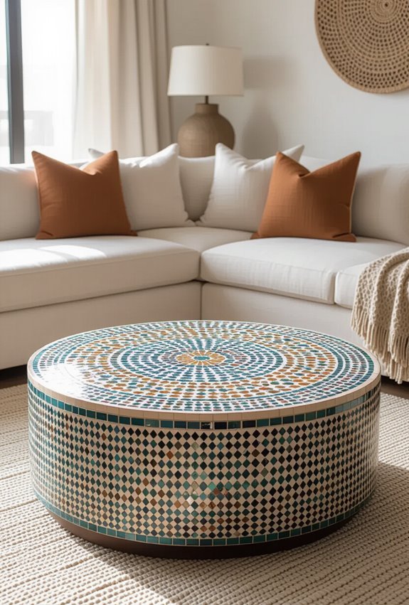 intricate muted geometric mosaic centerpiece