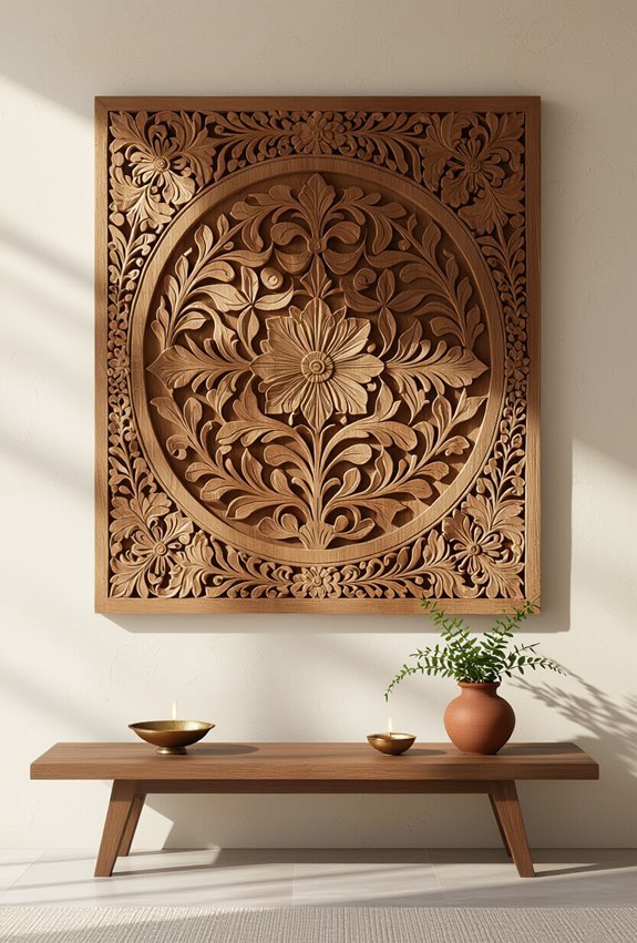 intricately carved cultural wooden statements