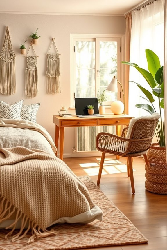 inviting boho workspace area