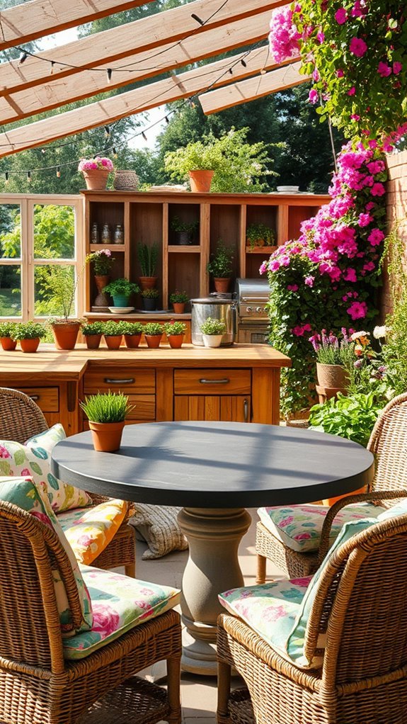 inviting garden kitchen seating