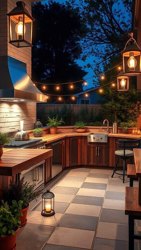 inviting outdoor kitchen lighting