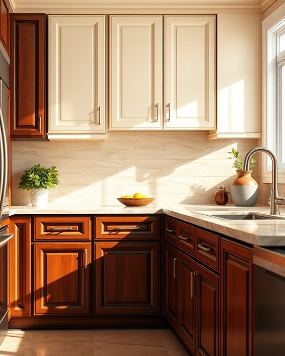 inviting two tone kitchen design