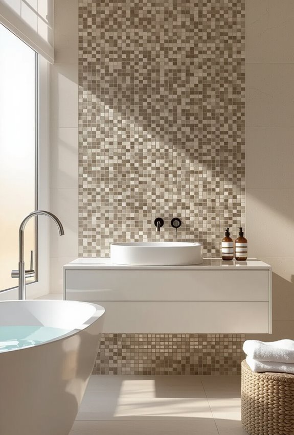 iridescent textured mosaic walls