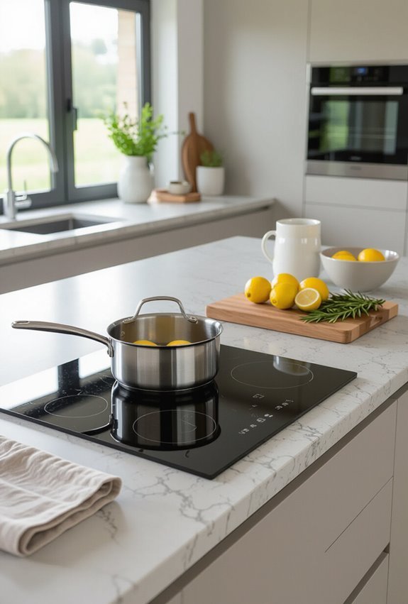 island cooktop with downdraft