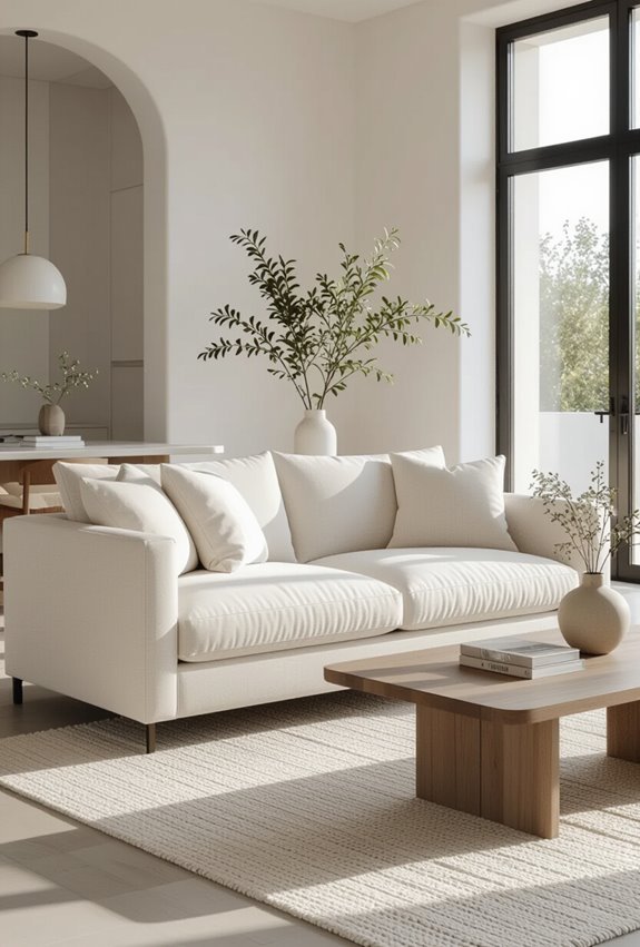 ivory sofa defines space