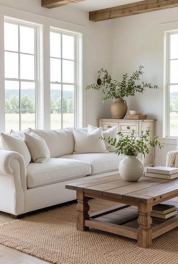 ivory sofa rustic charm