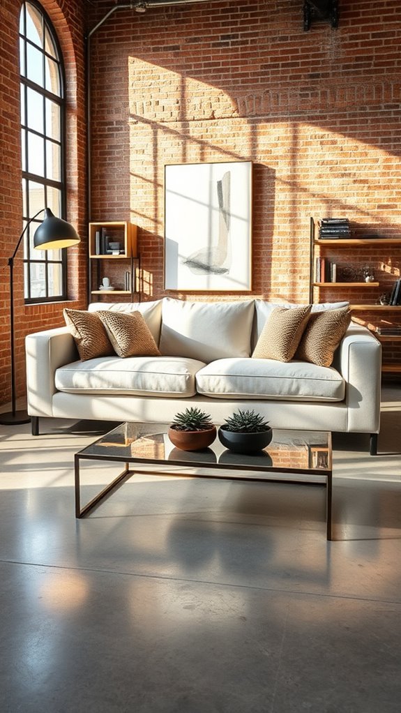 ivory sofa softens industrial spaces