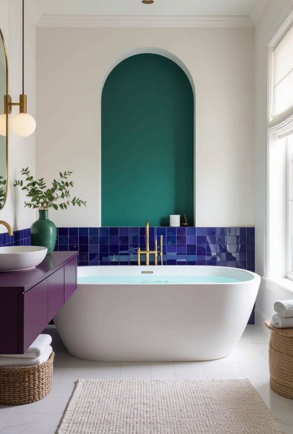 jewel toned luxurious bathroom statement