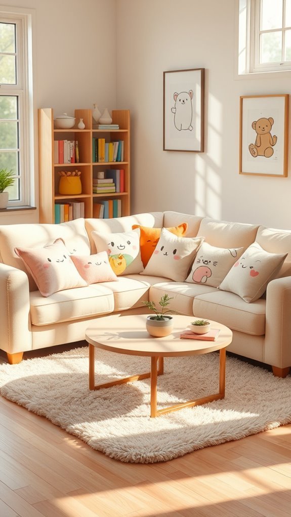 kawaii character pillow decor