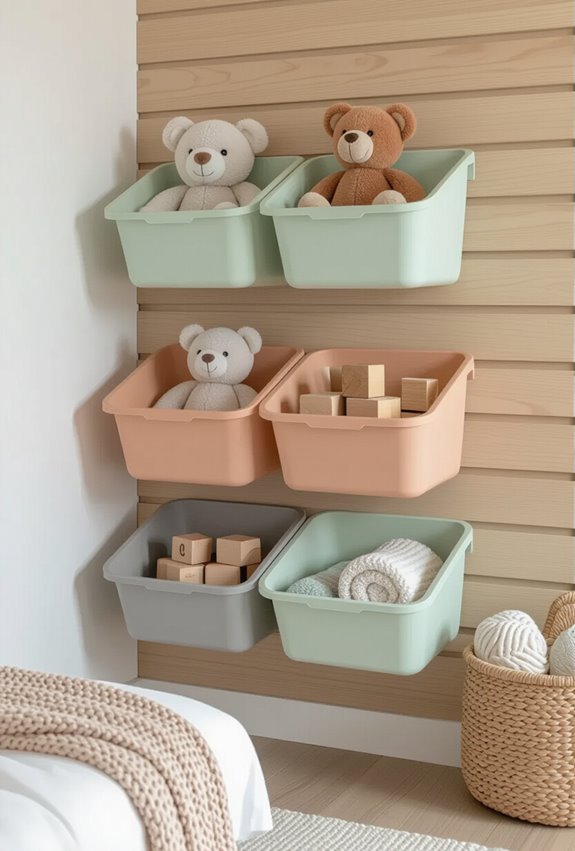 kid height magnetic labeled bins