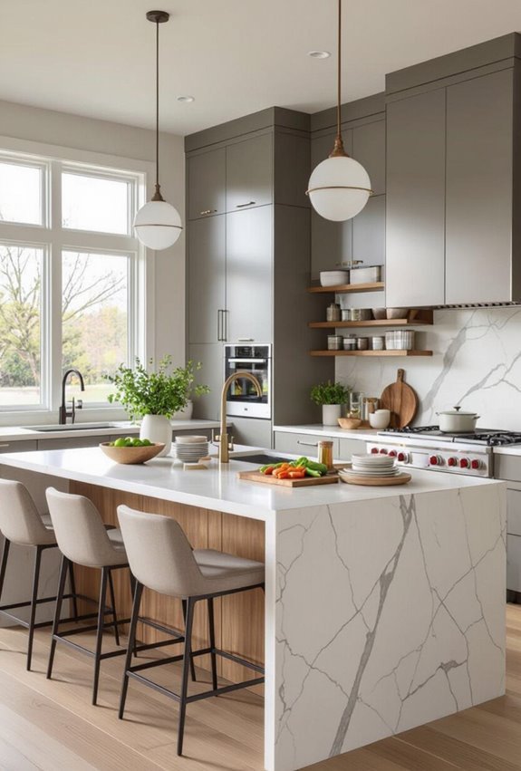 kitchen centered social gathering space