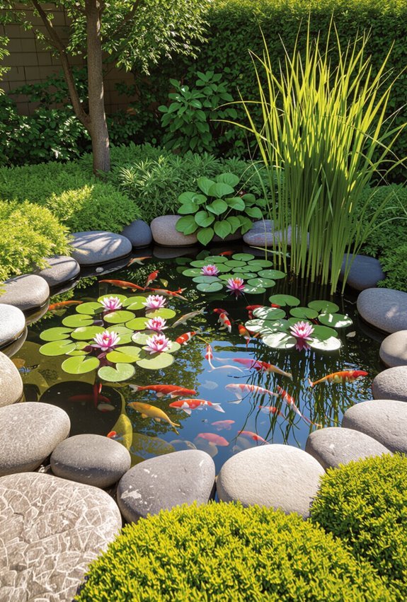 koi friendly planted backyard pond