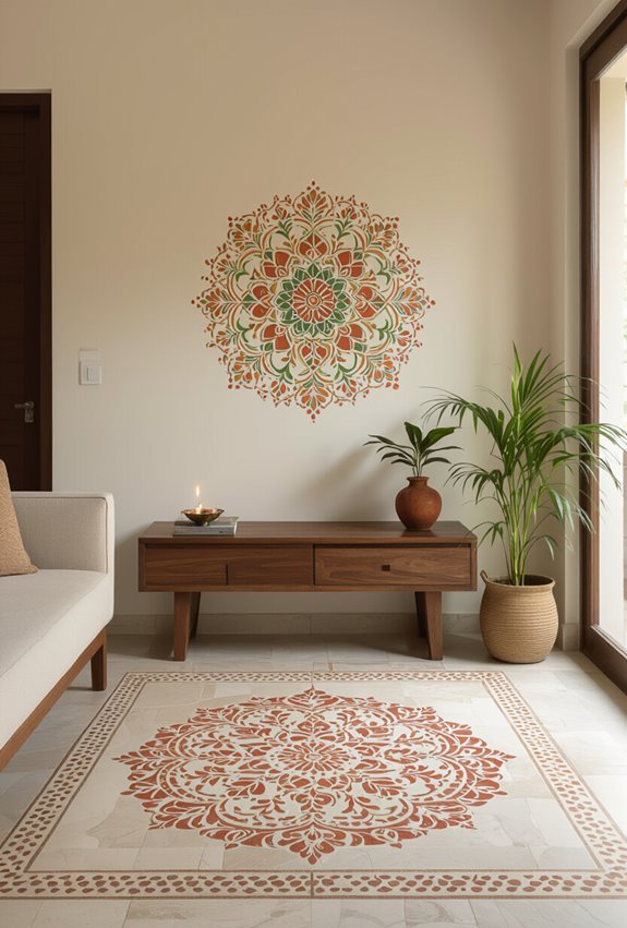 kolam adorned courtyards with rangoli