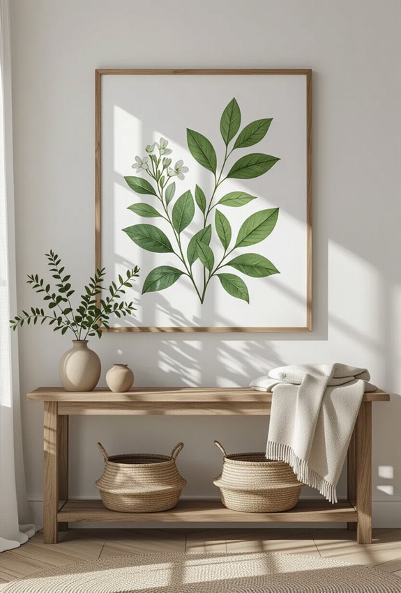 large botanical prints indoors