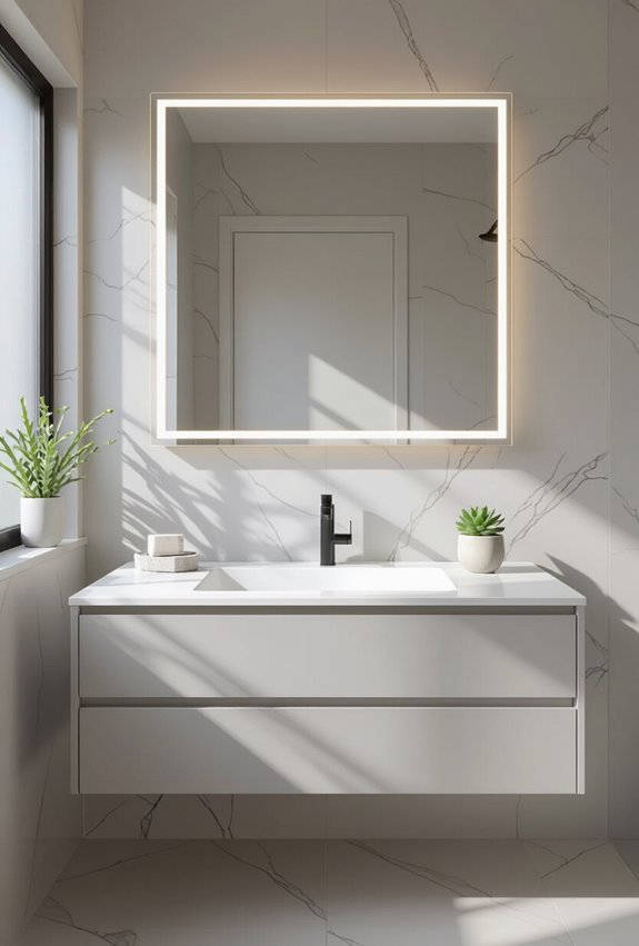 large mirrors enlarge small bathrooms