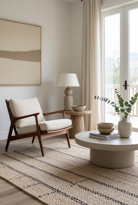 layer overlapping textured rugs