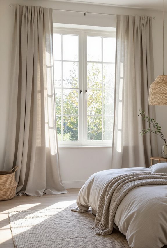 layered asymmetric textured window treatments