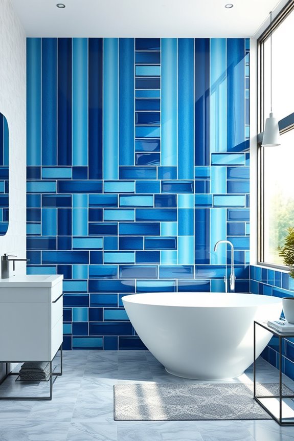 layered blue bathroom design