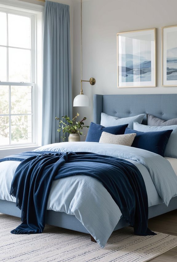 layered blue textured comforts