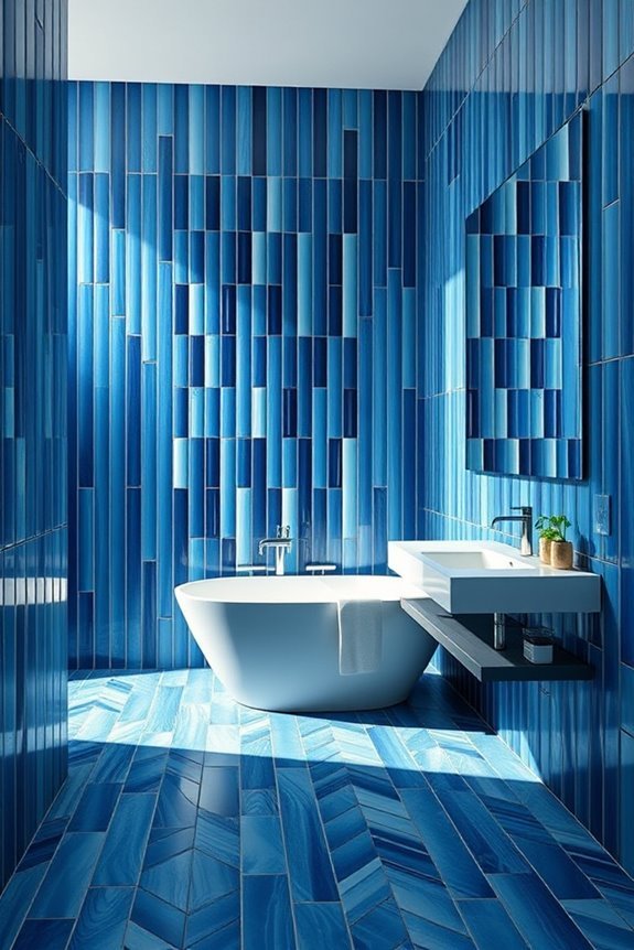 layered blue tile designs