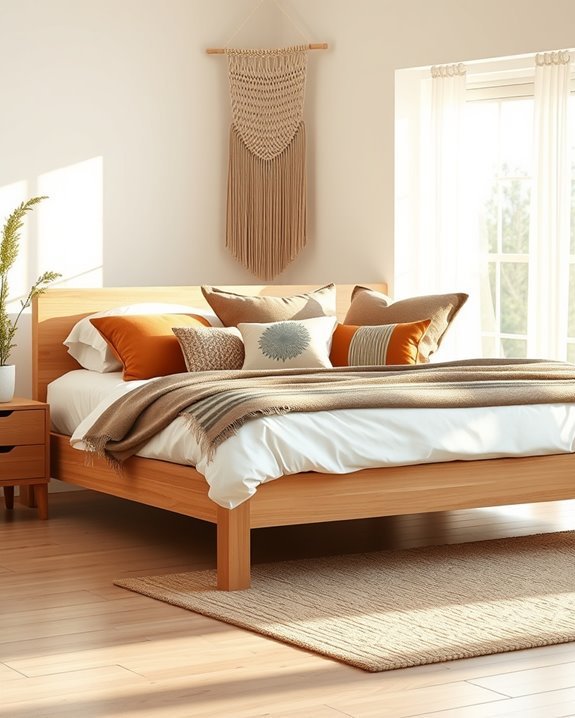 layered boho chic pillow arrangement