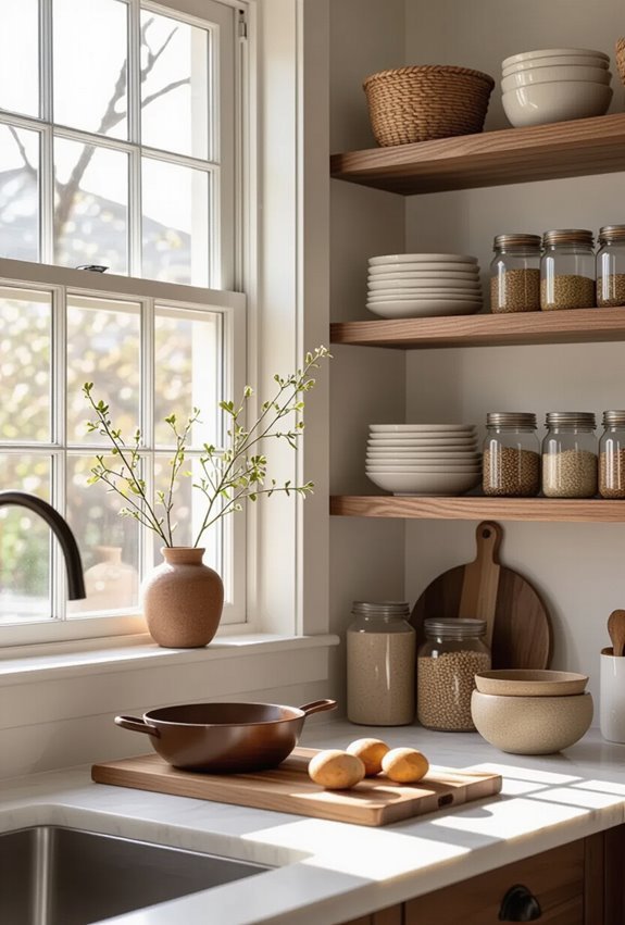 layered brown pantry organization