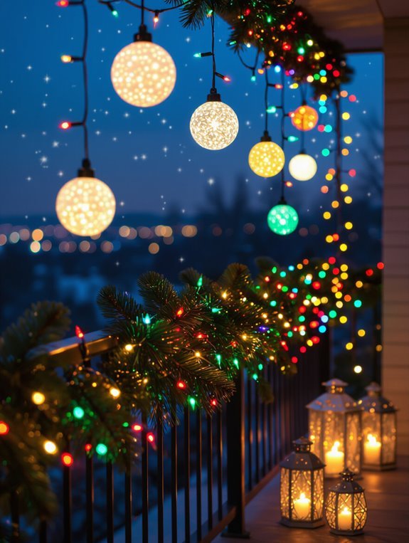 layered colorful holiday lighting