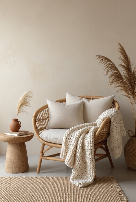 layered cozy boho reading nook
