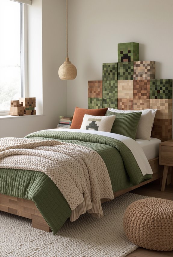 layered cozy tactile minecraft decor